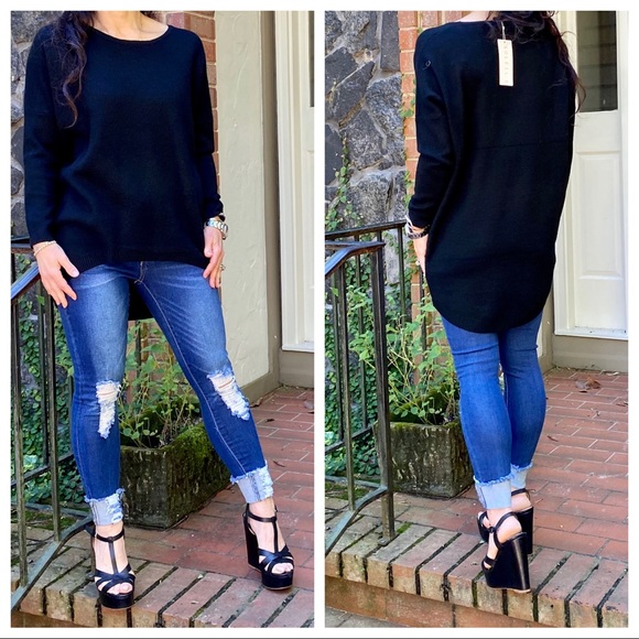 ✨PARIS✨ 
Black High/Low loose fit sweater - Picture 2 of 9